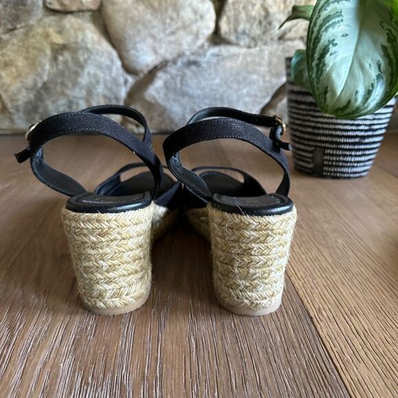 Stuart Weitzman Tia Espadrille Wedge Sandal in Black - Picture 15 of 17